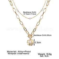 2 шт. плоская круглая подвеска из сплава и пластика с имитацией жемчуга FS-WGEC9D8-01