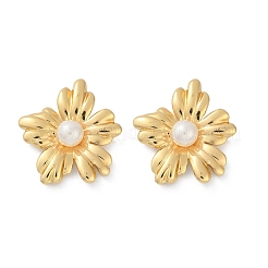 Серьги-гвоздики из нержавеющей стали 304 из АБС-пластика с жемчугом для женщин EJEW-U046-12A-G