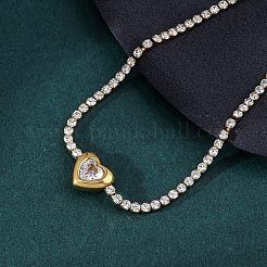 Браслеты-цепочки из нержавеющей стали 304 с кубическим цирконием для женщин&nbsp;NJEW-Z067-01G-02