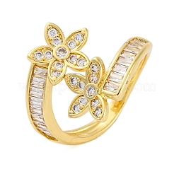 Кольца-манжеты для женщин с покрытием из латуни с микропаве из прозрачного кубического циркония RJEW-M028-88G