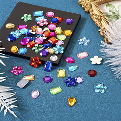 Кабошоны из акрила со стразами и плоской спинкой&nbsp;MACR-TA0001-62A