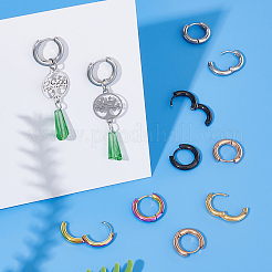 10 пара двухцветных массивных серег-колец Huggie Hoop с ионным покрытием (IP) из нержавеющей стали 304 и булавкой из хирургической нержавеющей стали 316 для женщин EJEW-DC0001-16
