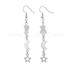 Серьги-подвески в виде луны и звезд из латуни&nbsp;EJEW-JE06675