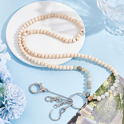 Бусины из дерева и цветка амазонита для платья-молнии HJEW-GO00092