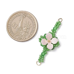 3 шт. 3-цветные подвески-соединители из ацетата целлюлозы (смолы) и стеклянных бусин в форме цветка&nbsp;PALLOY-MZ01006