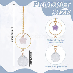 2 шт. Звезда натуральный розовый кварц и аметист и стеклянный круглый кулон украшение&nbsp;HJEW-DR00183
