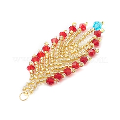 Большие подвески из стеклянных бусин в форме перьев PALLOY-MZ00949-01