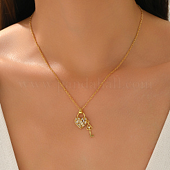 Элегантные латунные ожерелья с подвеской в форме сердца из прозрачных кубических цирконий для женщин&nbsp;TC5347