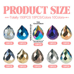 150шт 10 цвета гальванические стеклянные бусины EGLA-TA0013-02