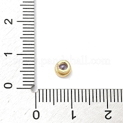 Плоские круглые латунные микропаве кабошоны из кубического циркония&nbsp;KK-P345-13G-A03