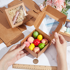 Квадратная складная креативная коробка из крафт-бумаги CON-WH0089-20C