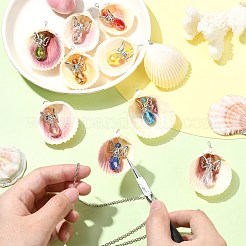 10 шт. 10-цветные подвески в виде ангела из ракушки и сплава из стекла&nbsp;PALLOY-CJ00051