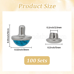 100 шт. латунь с синтетическими бирюзовыми заклепками&nbsp;KK-CL0001-01A