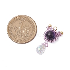 Подвески в форме кошки из натуральных смешанных драгоценных камней и стеклянных бусин ручной работы&nbsp;PALLOY-MZ00488