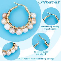 4 пара винтажных плетеных серег-колец из натурального жемчуга для девушек и женщин EJEW-UN0002-07