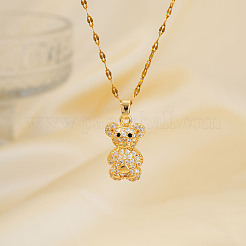 Симпатичный мини-медведь латунные микропаве прозрачные кубические цирконии подвески ожерелья IY7536