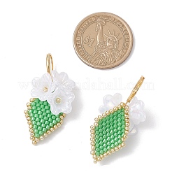 4 пара серег ручной работы из стеклянных бусин в форме цветка с застежкой-русалкой EJEW-MZ00487