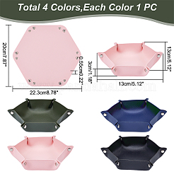 4 шт. двухцветный лоток для хранения из искусственной кожи с кнопкой AJEW-WR0001-79