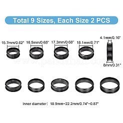 18 шт. 9 размера 201 нержавеющая сталь рифленые кольца для пальцев STAS-UN0049-98EB