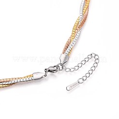 Ожерелья из плетеной кубинской цепочки из двухцветной нержавеющей стали 304 толщиной 5.5 мм NJEW-N058-03GPRG