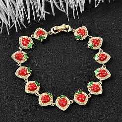 Латунь микро проложить кубического циркония браслеты ссылку BJEW-K278-02G-02