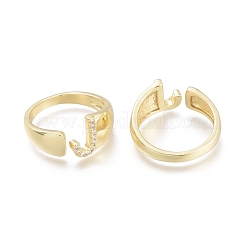 Латунные кольца из манжеты с прозрачным цирконием X-RJEW-F103-13J-G