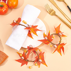 8 шт. кольца для салфеток из ткани с кленовым листом AJEW-GF0005-14