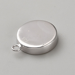 925 плоская круглая подвеска из стерлингового серебра с оправой в виде кабошона STER-WH0030-13P