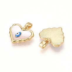 Подвески в форме сердца из натуральной ракушки из латуни KK-N258-07G