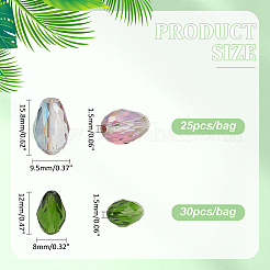 4 пакетик 2 видов прозрачных стеклянных бусин сегментированные разноцветные бусины GLAA-PH0003-25A