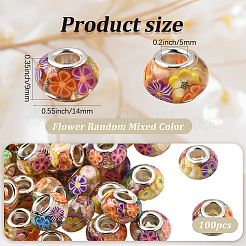 100шт смола с полимерной глиной внутри европейские бусины RESI-PA0001-14A