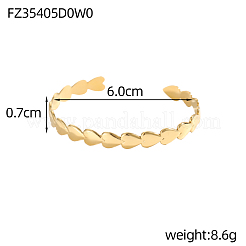 Браслеты-манжеты в форме сердца из нержавеющей стали 304&nbsp;STAS-OY007-70G