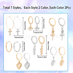 2 комплект из 2-х цветных серег-колец из сплава с подвесками в виде глаз EJEW-SC0001-31