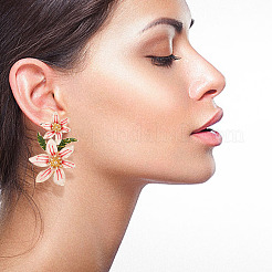 2 пара двухцветных эмалевых сережек-гвоздиков с объемным цветком жизни EJEW-FI0001-26