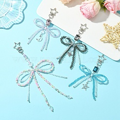 Украшение в виде банта из стеклянных семян и акрила HJEW-FZ00037