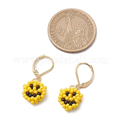 Улыбающееся лицо 304 нержавеющая сталь стеклянные бусины серьги с застежкой-молнией&nbsp;EJEW-MZ00423