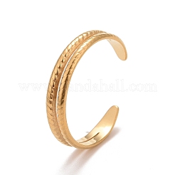 Ионное покрытие (ip) 304 нержавеющая сталь двойная линия открытое манжетное кольцо для женщин&nbsp;RJEW-A005-41G