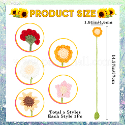 5 шт. 5 стиля вязаных крючком закладок для растений из шерстяной пряжи AJEW-CP0007-95B