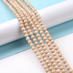 Естественный окаменелого дерева круглые бусины пряди G-P128-49-4mm