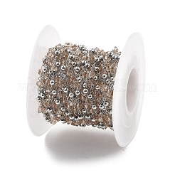 Цепочки из латунных и стеклянных бусин ручной работы CHC-L051-03P-04