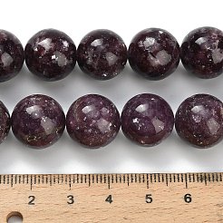 Натуральный лепидолит / пурпурный слюдяный камень бисер пряди&nbsp;G-H335-B03-14mm-A