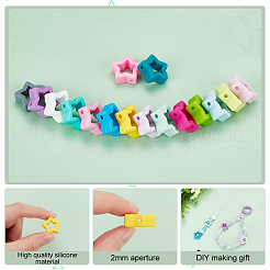 32 шт. 16-х цветные пищевые силиконовые бусины в форме звезды из экологически чистого силикона SIL-PH0001-22