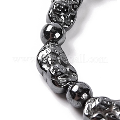 Женские эластичные браслеты из синтетического немагнитного гематита с бусинами круглой формы и самородков BJEW-Q345-09