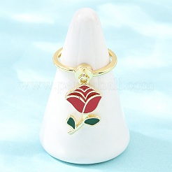 Регулируемые латунные эмалевые кольца-подвески для женщин&nbsp;RJEW-A090-03G