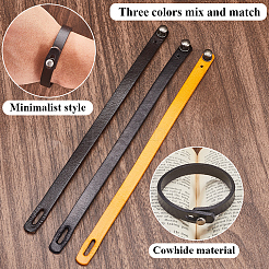 3шт. 3-х цветные кожаные браслеты с широким шнуром и литой кнопкой&nbsp;BJEW-GF0001-26