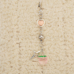 2 шт. 2-х цветные ремешки для мобильного телефона в стиле лэмпворк ручной работы с клубникой HJEW-GL0001-13