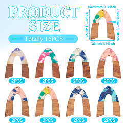 16 шт. подвески из 8-х цветов из смолы и ореха&nbsp;FIND-TA0006-36B