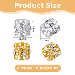 60 шт. 2-х цветные алюминиевые и стразы бусины для плетения дредов&nbsp;FIND-DC0008-19