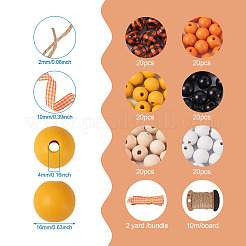 120шт 6 стиля бусины из натурального дерева WOOD-YS0001-02