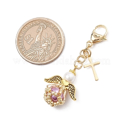 Подвеска в виде ангела из стеклянного жемчуга и стеклянных бусин HJEW-MZ00265